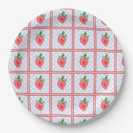 Plato De Papel Preppy Berry First Birthday Watercolor Strawberrie