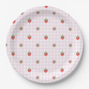 Plato De Papel Preppy Berry First Birthday Watercolor Strawberrie