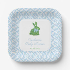 Plato De Papel Preppy Boxwood Bunny Baby Shower