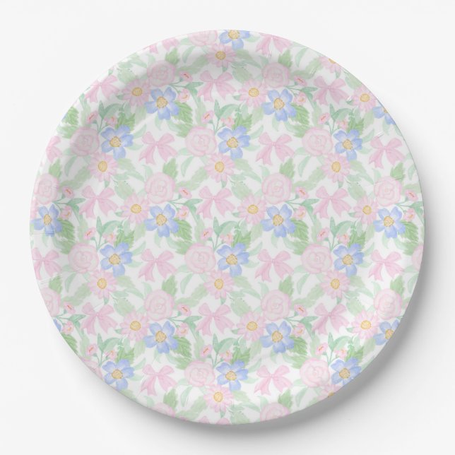 Plato De Papel Preppy Grandmillennial Floral (Anverso)