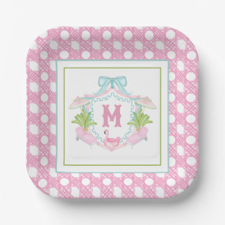Plato De Papel Preppy Palm Beach Monogram Crest