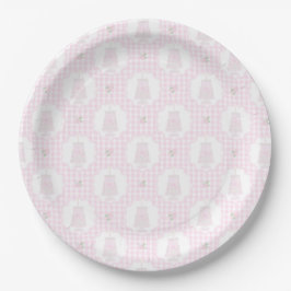 Plato De Papel Preppy Pink Bows Trellis Primer Cumpleaños Ribbone