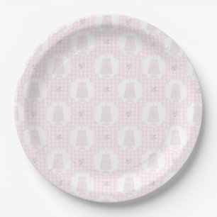 Plato De Papel Preppy Pink Bows Trellis Primer Cumpleaños Ribbone