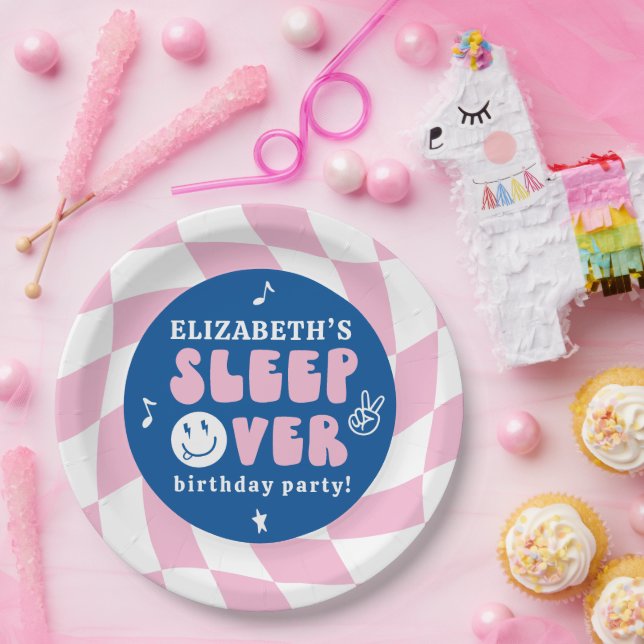 Plato De Papel Preppy Sleep Over Tween Birday Party (Fiesta)