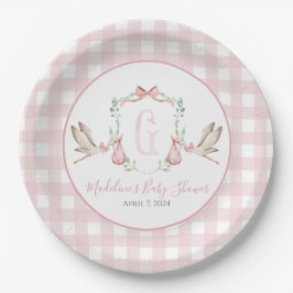 Plato De Papel Preppy Southern Chica Stork Baby Shower