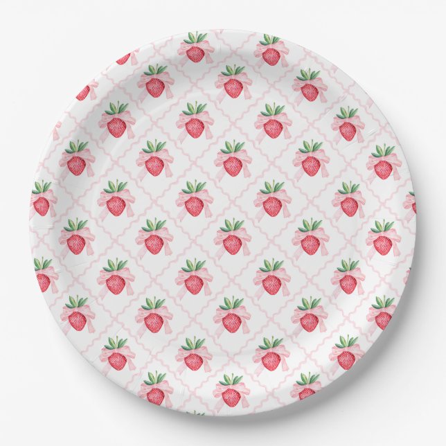 Plato De Papel Preppy Watercolor Fresas Berry Sweet (Anverso)