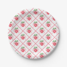 Plato De Papel Preppy Watercolor Fresas Berry Sweet