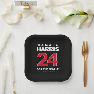 Plato De Papel Presidenta 47 Kamala Harris 2024 Apoyo Señora