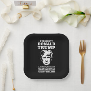 Plato De Papel Presidente 47 D J Trump Día de Inauguración Ene 20