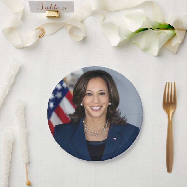 Plato De Papel Presidente Candidato Kamala Harris US 2024 (Boda)