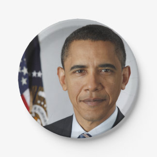 Plato De Papel Presidente estadounidense Barack Obama en la Casa 