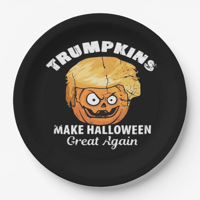 Plato De Papel Presidente Funny Trumpkins Halloween (Anverso)
