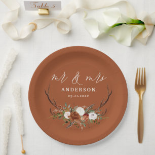 Plato De Papel Presupuesto Bodas rústicas botánicas terracota cie