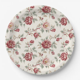 Plato De Papel Pretty Chic Red Cream Floral Wedding
