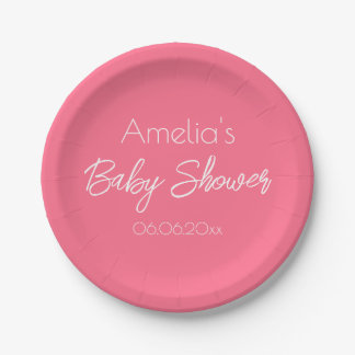 Plato De Papel Pretty Pink Baby Shower Personalized