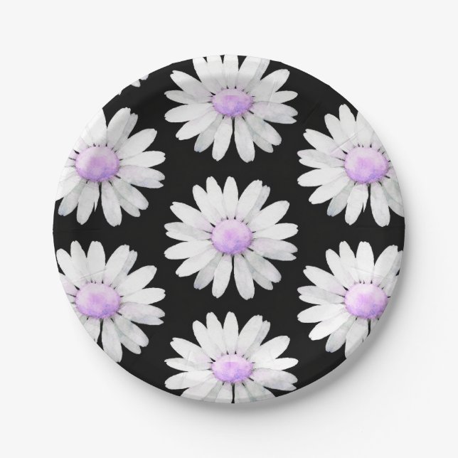 Plato De Papel Pretty Purple Dotted Daisy's (Anverso)