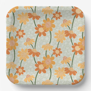 Plato De Papel Pretty retro muted 1970s flowers