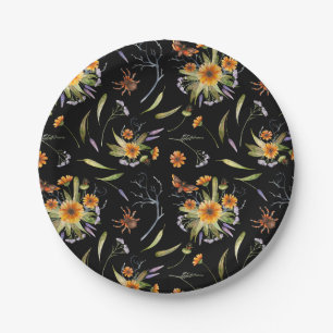 Plato De Papel Pretty Spooky: Halloween Flowers, Spiders and Moth