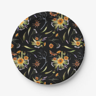 Plato De Papel Pretty Spooky: Halloween Flowers, Spiders and Moth
