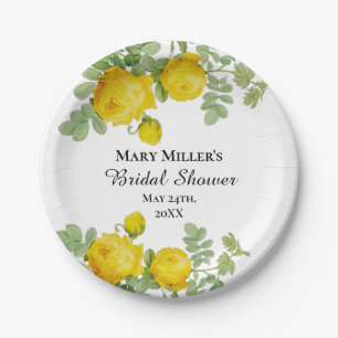 Plato De Papel Pretty Yellow Rose Despedida de Soltera