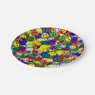 Plato De Papel Primario Happy Face Allover Beads