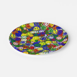 Plato De Papel Primario Happy Face Allover Beads