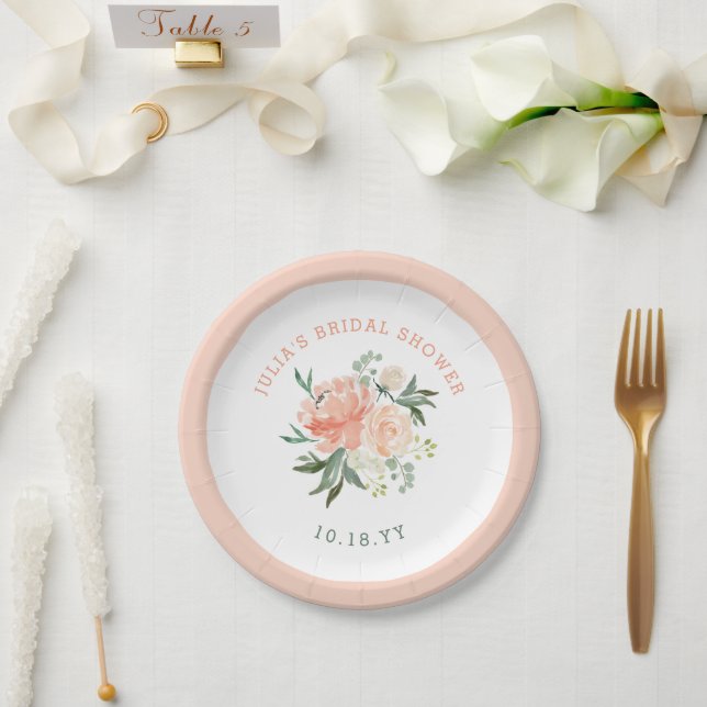 Plato De Papel Primavera Floral Bouquet Bridal Shower (Boda)