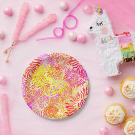 Plato De Papel Primavera floral colorida