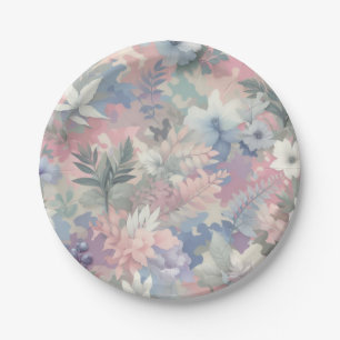 Plato De Papel Primavera floral/tropical/pastel de Pascua