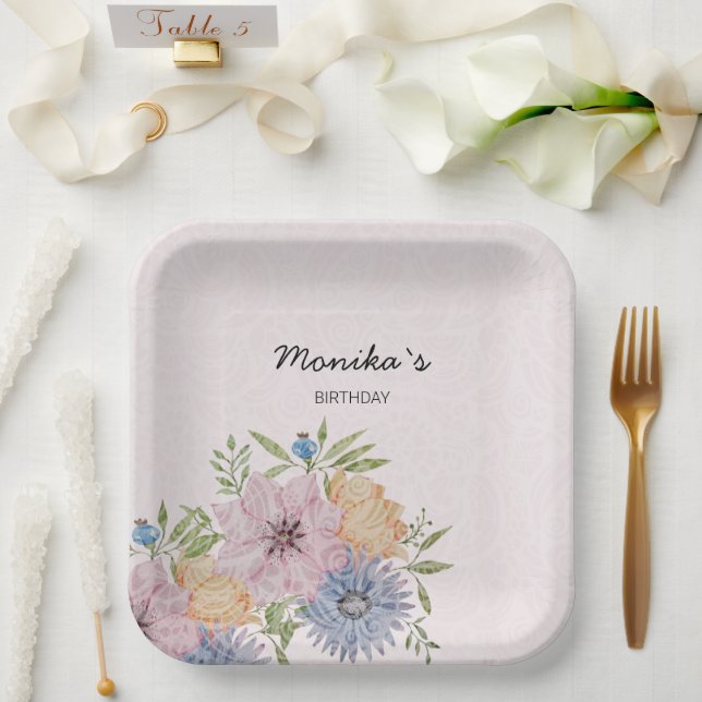 Plato De Papel Primavera Jardín Acuático Lace (Boda)