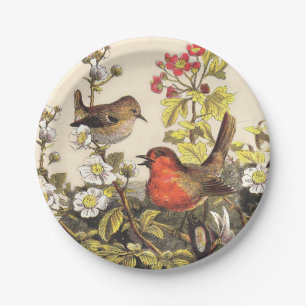 Plato De Papel Primavera Robin Birds Red Birds