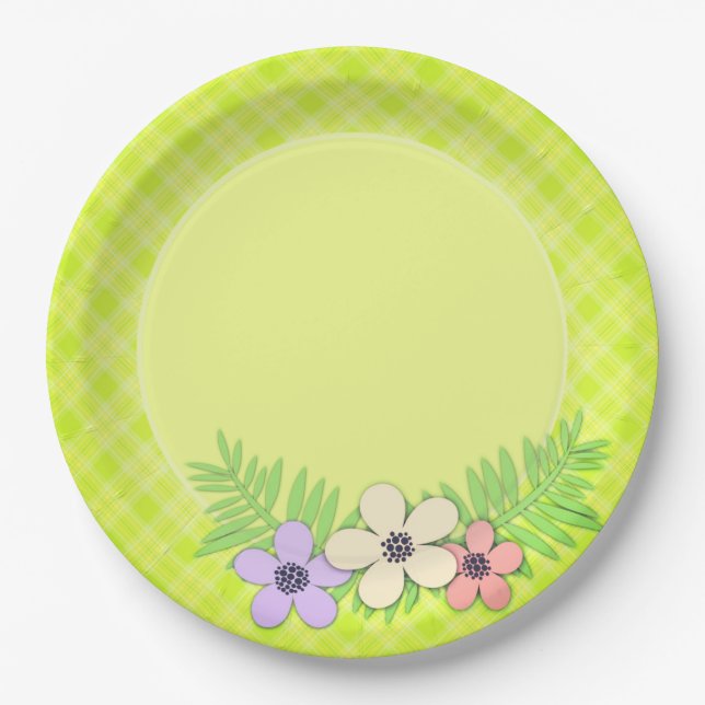 Plato De Papel Primavera, verde (Anverso)