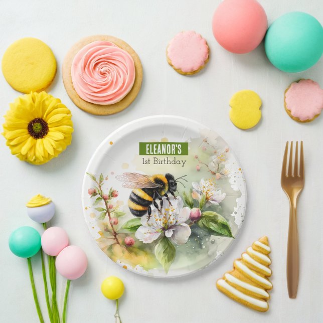 Plato De Papel Primavera vibración Bumblebee - Fiesta de cumpleañ (Subido por el creador)