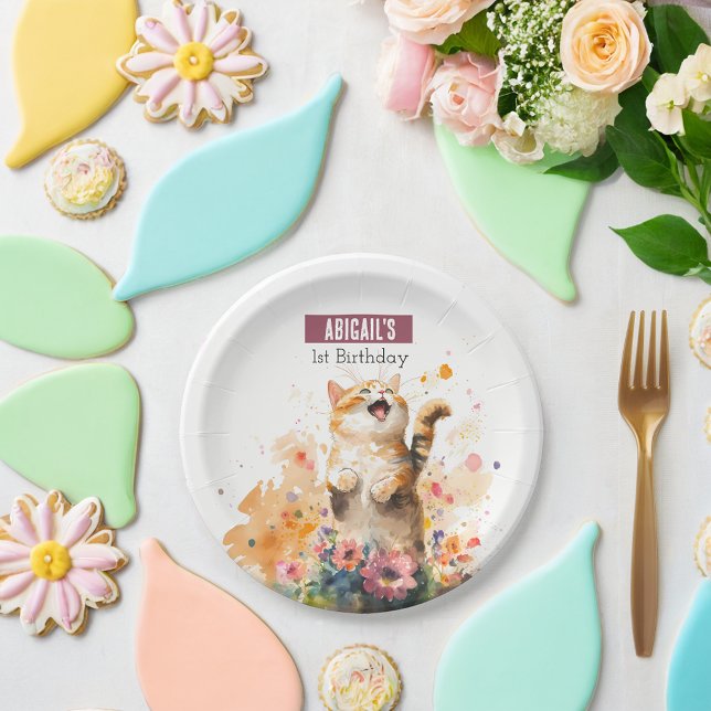 Plato De Papel Primavera vibrar gato - Fiesta de cumpleaños - (Subido por el creador)