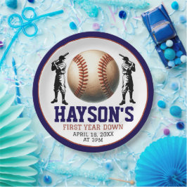 Plato De Papel Primer año en el Béisbol Fiesta de cumpleaños