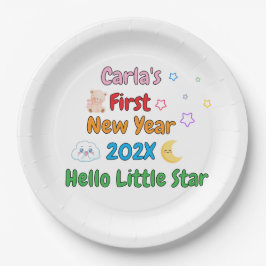 Plato De Papel Primer Año Nuevo Personalizado del Bebé – Diseño A