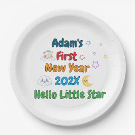 Plato De Papel Primer Año Nuevo Personalizado del Bebé – Diseño A