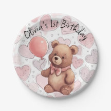 Primer Chica de cumpleaños: oso rosa tradicional