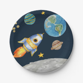 PLATO DE PAPEL PRIMER CUMPLEAÑOS, CUMPLEAÑOS ESPACIALES, EXPLOSIÓ