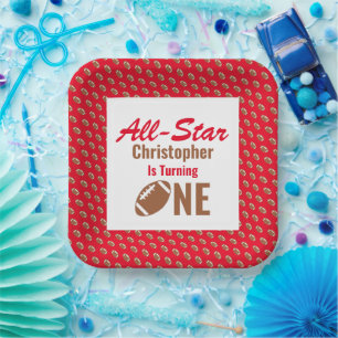 Plato De Papel Primer cumpleaños de All Star Football
