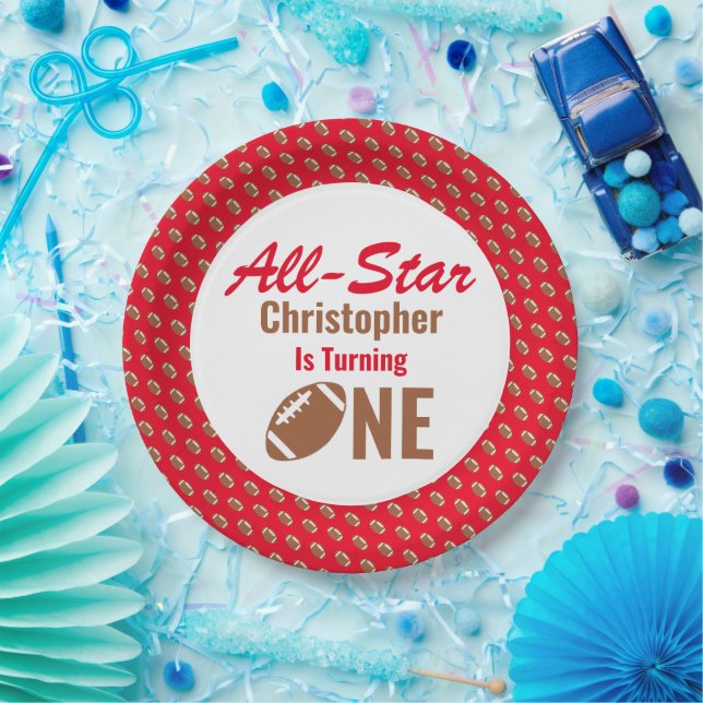 Plato De Papel Primer cumpleaños de All Star Football (Fiesta)