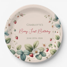 Plato De Papel Primer cumpleaños de Berry, Personalizado rosa