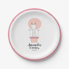 Plato De Papel Primer cumpleaños de chica Giraffe