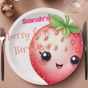 Plato De Papel Primer cumpleaños de Cute Berry