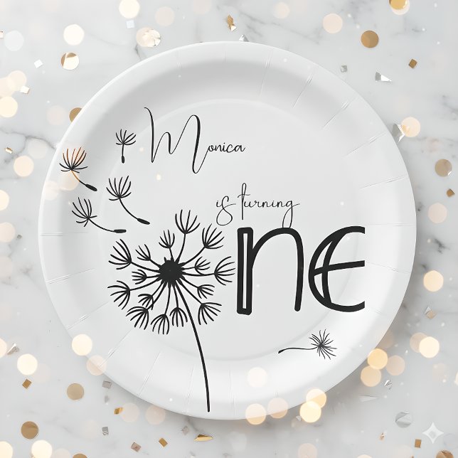 Plato De Papel Primer cumpleaños de Dandelion (Subido por el creador)