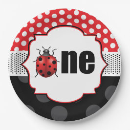 Plato De Papel Primer cumpleaños de Elegant Ladybug