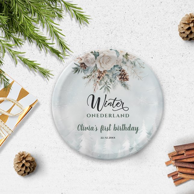Plato De Papel Primer cumpleaños de Evergreen Winter Onederland (Subido por el creador)
