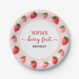 Plato De Papel Primer cumpleaños de fresa Berry