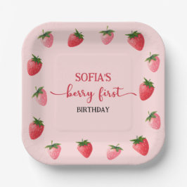 Plato De Papel Primer cumpleaños de fresa Berry
