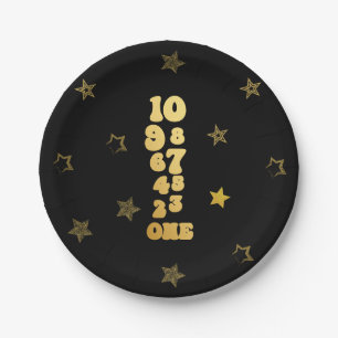 Plato De Papel Primer cumpleaños de la cuenta regresiva de Año Nu